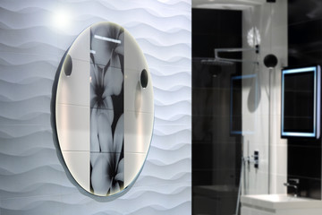 Piękna nowoczesna łazienka z kabiną prysznicową - obrazy, fototapety, plakaty