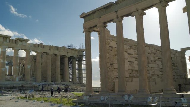 Beautiful Ancient Greek Ruins. The Acropolis is one of the most important ancient monuments in the world with archaeological structures including: The Acropolis, Erechtheion, Parthenon, Propylaea.