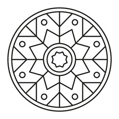Simple Mandala Shape for Coloring. Geometric Ornament. Vector.