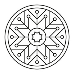 Simple Mandala Shape for Coloring. Geometric Ornament. Vector.