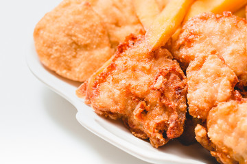 Chicken nuggets on white background