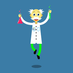 Color flat illustration of a dancing professor