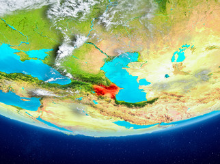 Azerbaijan on globe from space