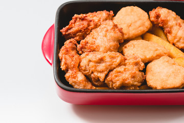 Chicken nuggets on white background