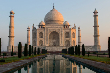 The Taj Mahal in the morning, in the city of Agra in India