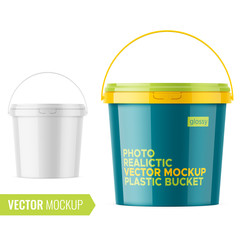 White glossy plastic bucket mockup template. © MockupSpot