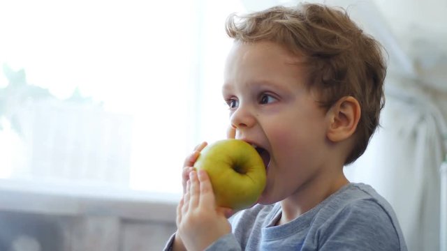 Boy eating an apple