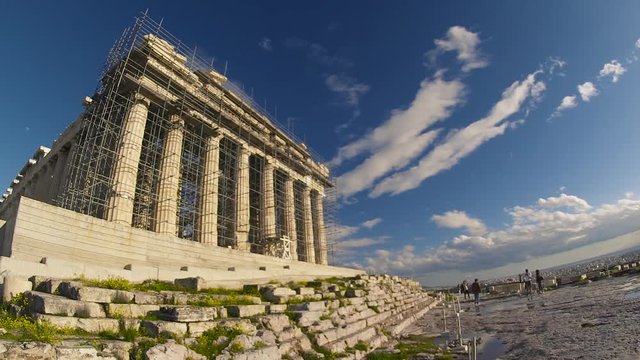 The Parthenon Being Rebuilt. The Acropolis is one of the most important ancient monuments in the world with archaeological structures including: The Acropolis, Erechtheion, Parthenon, Propylaea.