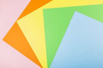 Multicolored paper (orange, pink, blue, yellow, green)