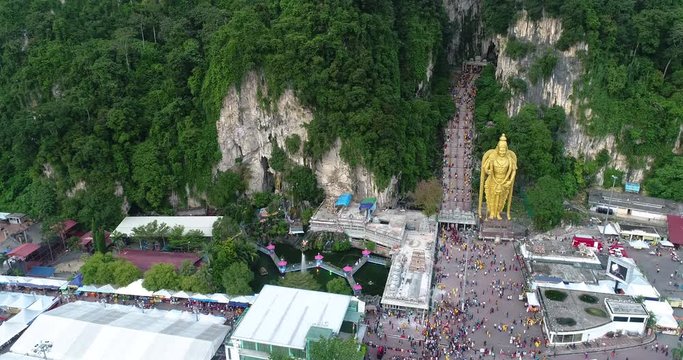 Batu Caves temple in Malaysia on Thaipusam festival evening 2018