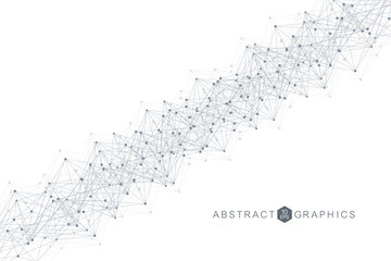 Geometric abstract background with connected line and dots. Big Data Visualization. Global network connection vector. Simple graphic background communication. Technology, science background.
