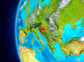 Fototapeta na wymiar Croatia on Earth from space