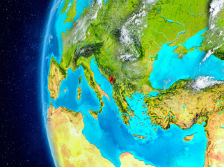 Fototapeta na wymiar Montenegro on Earth from space