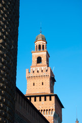 Fototapeta na wymiar Central tower of the Sforzesco Castle of Milan