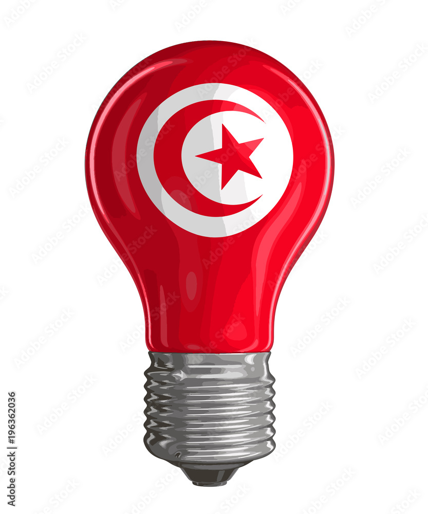 Poster light bulb with tunisian flag. image with clipping path