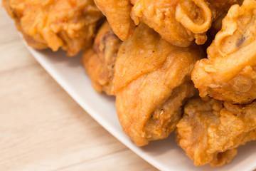 Chicken nuggets on Wooden Placemat