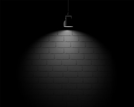 Brick Wall Backround With Light Spot. Vector Scene.