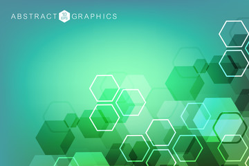 Hexagonal abstract background. Big Data Visualization. Global network connection. Medical, technology, science background. Vector illustration.
