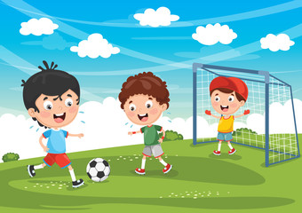 Obraz na płótnie Canvas Vector Illustration Of Kid Playing Football