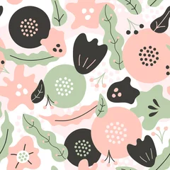 Foto op Canvas Simple seamless pattern with abstract hand drawn flowers. Vector illustration floral in style for textile, paper, design, prints, decor, art, fabric, gift wrap. © Xenia800