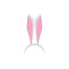 white easter bunny funky mask with rabbit ears isolated on white background. vector Kids easter party mask