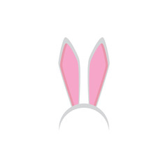 white easter bunny funky mask with rabbit ears isolated on white background. vector Kids easter party mask