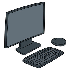 vector set of monitor, keyboard and mouse