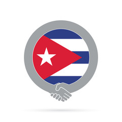 Cuba flag handshake icon. agreement, welcome, cooperation concept