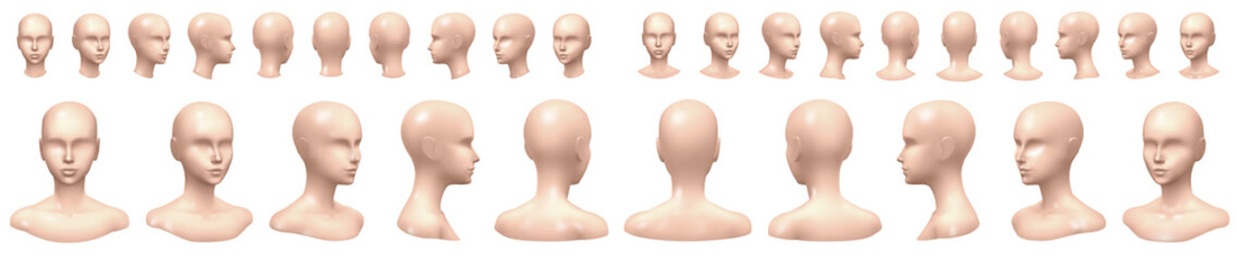 Isolated vector set of faceless mannequin busts and heads. - 196366258