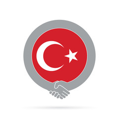 Turkey flag handshake icon. agreement, welcome, cooperation concept