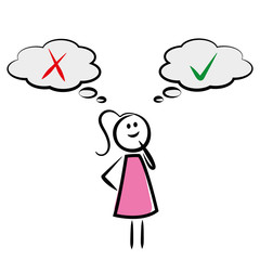 Frau denkt nach - Richtig oder falsch