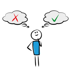 Mann denkt nach - Richtig oder falsch