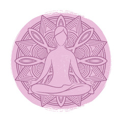 Yoga grunge banner design. Meditation asana