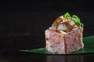 japanese cuisine. sashimi on the background