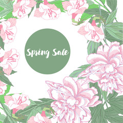 Obraz na płótnie Canvas Spring sale background with flowers