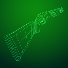 Shotgun rifle hunting carbine wireframe low poly mesh vector illustration