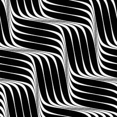 Vector seamless texture. Modern geometric background. Monochrome repeating pattern with curved wavy lines.