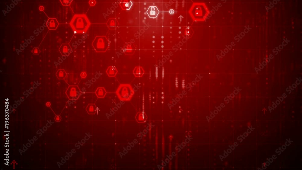 Poster 4k animation hexagon shape with lock icon for network security padlock cyber futuristic technology c
