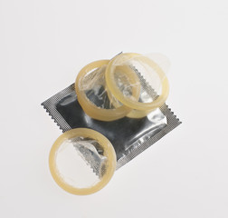 condoms on a white background