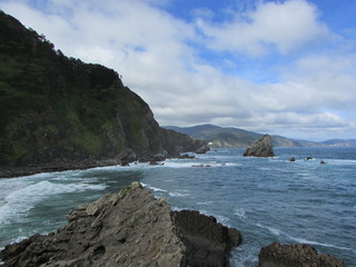 Waves on atlantic coast of Spain, Basque Country