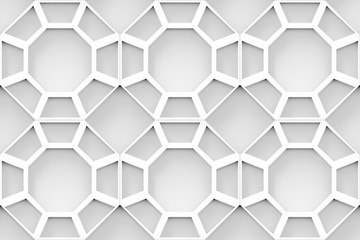 Fototapeta premium 3d rendering. Abstract seamless modern white hexagonal pattern wall background.