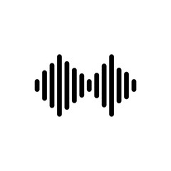 Sound Wave from Equalizer. Flat Vector Icon. Simple black symbol on white background