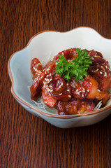 japanese cuisine. sushi octopus on the background
