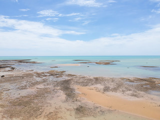 Drone view of Cumuruxatiba, Bahia, Brazil