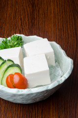 japanese cuisine. tofu on the background