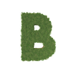 Alphabet B made of green tree on white background. 3D illustration