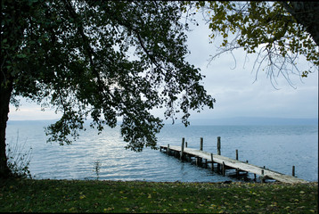Fototapeta premium Pier On The Lake wallpaper