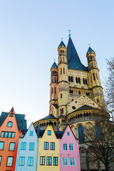 old buildings with Gross St. Martin in Cologne