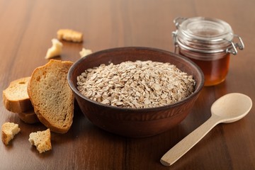 Bread, honey and cereal grains