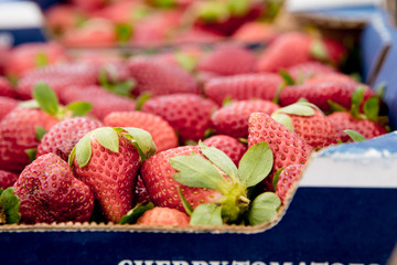 Crate of Juicy Red Strawberries - 196374495